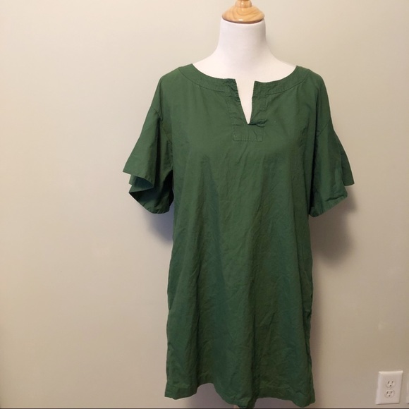 Anthropologie Green Flutter Sleeve Short Dress M - Picture 4 of 8